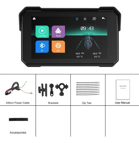 Carplay Moto Android Multimedia Navegador Impermeable