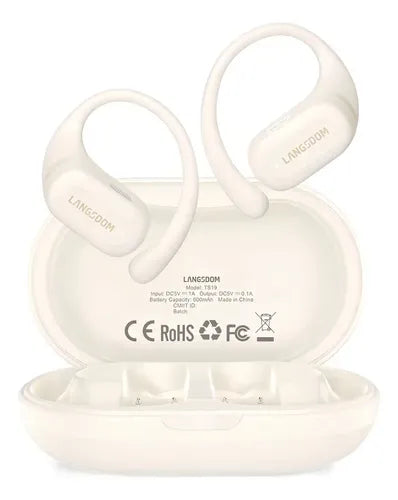 Auriculares Langsdom Ts19 Open Ear Enc Deportes Running Color Beige