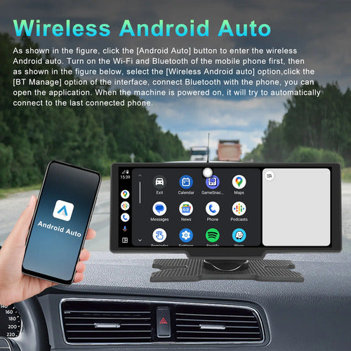 Pantalla 10 Pulgadas  12v Auto Carplay/ Android Auto + Cam