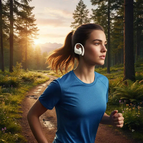 Auriculares Langsdom Ts19 Open Ear Enc Deportes Running Color Beige