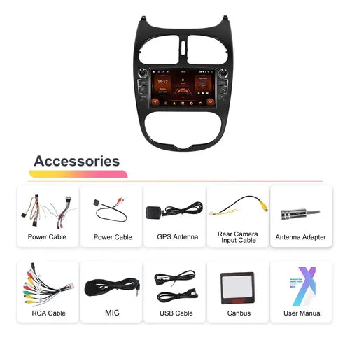 Estereo Android Peugeot 206  Carplay Android 2gb 64gb Marco