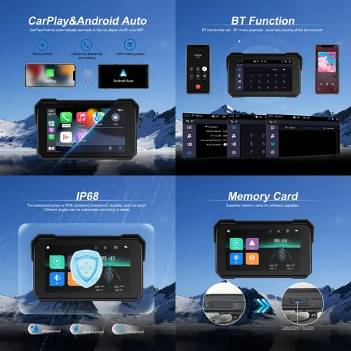 Carplay Moto Android Multimedia Navegador Impermeable