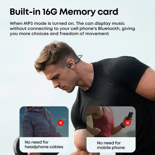 Auriculares Natación Conducción Ósea Langsdom Be20 Bluetooth 16gb Sumergibles Ipx8 Negro