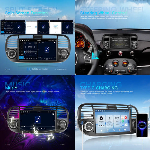 Estereo Carplay Android Auto Fiat 500 7  4gb 128gb