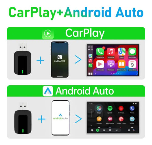 Adaptador Android Auto Carplay  Auto 2 En 1  Bt 5.4