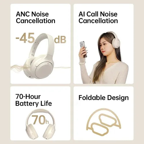 Auriculares Langsdom Over-ear Anc Auto 70hs Bluetooh 5.4 Color Negro