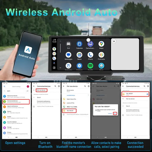 Pantalla 10 Pulgadas  12v Auto Carplay/ Android Auto + Cam