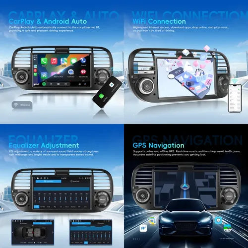 Estereo Carplay Android Auto Fiat 500 7  4gb 128gb